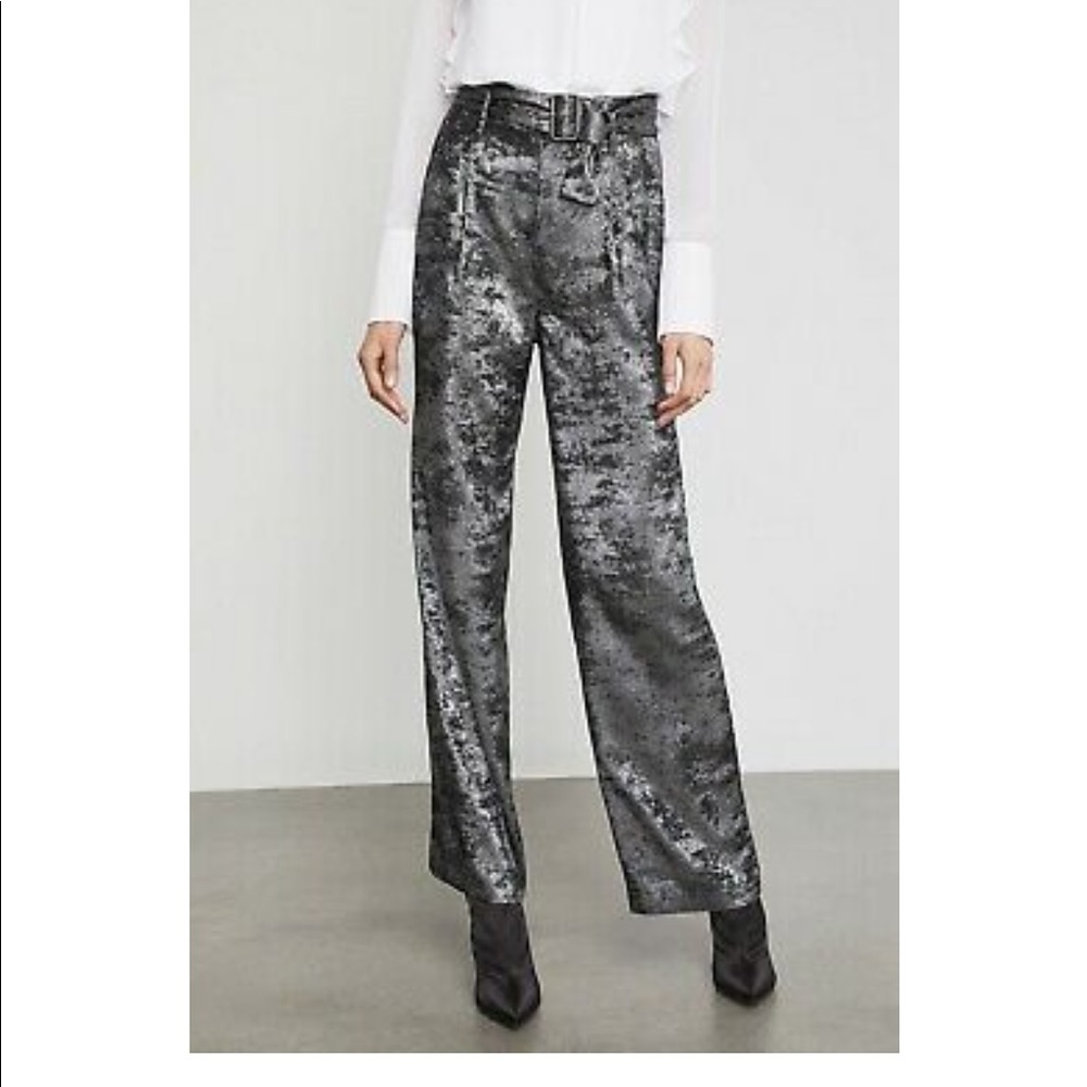 BCBGMAXAZRIA high waisted metallic pants